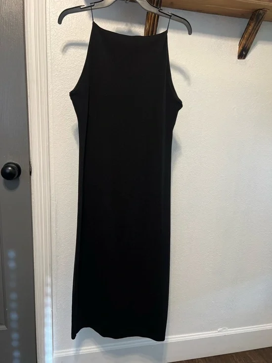 Zara Black Square-Neck Midi Slip Dress with Thin Straps - Picture 5 of 9